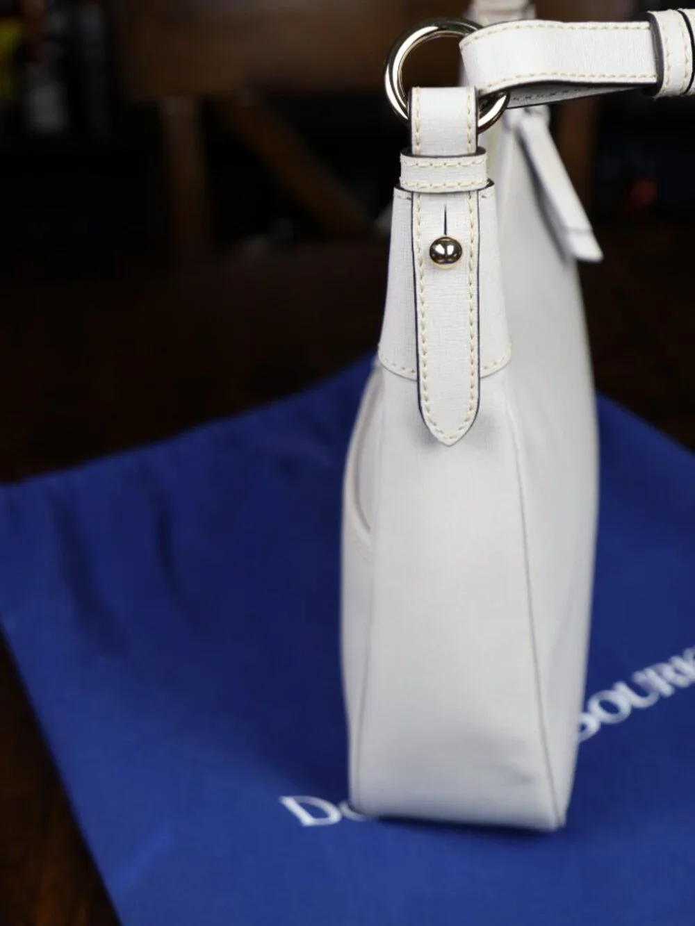 New/No Tags Dooney & Bourke Ecru Saffiano Rebecca Hobo